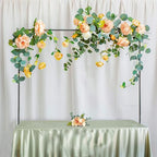 Adjustable Over The Table Rod Stand with Clamps, Black Metal Balloon Flower Arch Stand 35"-50" Tall, 45"-90" Length Ideal for Weddings, Showers, Birthday, Halloween, Thanksgiving Party Decorations