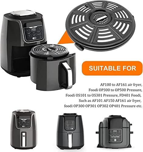 Air Fryer Grill Pan for Ninja Air Fryers, Round 8.2 IN Premium Grill Plate Tray Replacement Parts with Rubber Bumpers for Ninja Foodi, Non-Stick, Dishwasher Safe