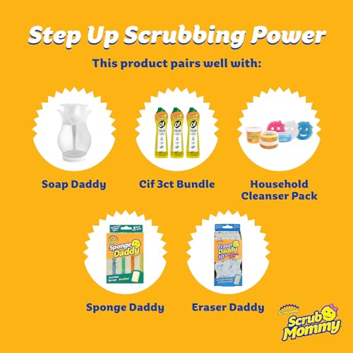 Scrub Daddy Scrub Mommy Sponges 6ct + Daddy Caddy - Scratch-Free Multipurpose Dish Sponges + Sponge Holder - BPA Free & Made with Polymer Foam - Stain & Odor Resistant Kitchen Sponge