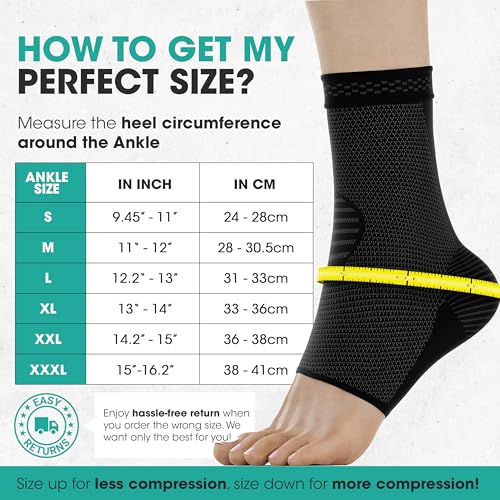 Modvel Compression Socks for Plantar Fasciitis, Achilles Tendonitis Relief - Ankle Compression Sleeve for Heel Spurs, Foot Swelling, Fatigue & Sprain - Arch Support Brace for Work, Gym, Sports, Foot Gear