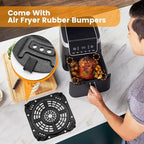 GWY Air fryer Replacement Parts for Ninja AF141 Air Fryer Pro 4-in-1 5 QT, 8.5''×8.5'' Air Fryer Grill Pan Grill Plate Crisper Plate Accessories Tray Rack with Rubber Bumpers, Dishwasher Safe