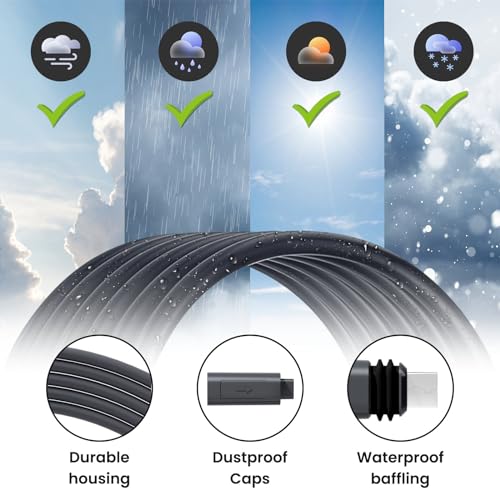for Starlink Gen 2 Cable 75FT, Extension Cable for Starlink Actuated Gen2, Waterproof Replacement Cord Compatible with Starlink Rectangular Satellite V2 with End Caps Gray (75FT/23M)