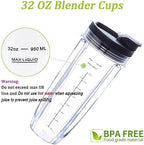 [ New Model] Replacement blender Blade and 32oz Cup Accessories, Only Compatible with Nutri Ninja SS150,SS151,SS300, SS350,SS351, CO351B, SS100, SS101, CO101B,SS400,SS401