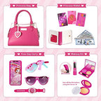 Shemira Play Purse for Little Girls, Princess Pretend Toys for Girls 3 4 5 6 7 8 Years Old, Christmas & Birthday Gift for Girls Age 3-5 4-6 6-8, Toddler Purse with Accessories, Kids Toy Purse,Pink