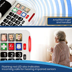 Big Button Phone for Seniors with SOS Pendant | Corded Landline Telephone | Large Braille Buttons for Visually Impaired | Amplified Ringer for Hearing Impaired | Ergonomic Grip