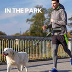 Hands Free Dog Leash with Pouch, Retractable Bungee with Double Padded Handles, Dog Waist Leash for Dog Walking, Dog Leashes with Bungee for Medium & Large Dog, Dog Walking Accessories