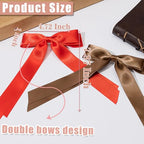Large Double Hair Bows 2 PCS Satin Ribbon Bow for Women,Hair Bows for Women,Hair Ribbons,Oversized Long-tail Cute Aesthetic Hair Accessories,Large Hair Barrettes for Women（ Black,White）