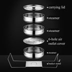 3 Tier Stackable Stainless Steel Insert Pans with Cooking Chip Portable Steamer Cooker with Basket Stand for 6QT Instant Pot Accessories Pot-in-Pot Cookware for Kitchen
