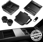 2025 Upgrade Center Console Organizer Tray for Tesla Model 3 Highland Accessories 2024 2025/For Tesla Model Y Juniper Accessories 2025 [Slide Smoothly/US Patent] Cup Holder Matte Black