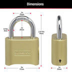 Master Lock Brass Combination Padlock for Indoor and Outdoor use with Resettable Combination for Gym Locker, Gate, Fence, or Shed Lock, 175D