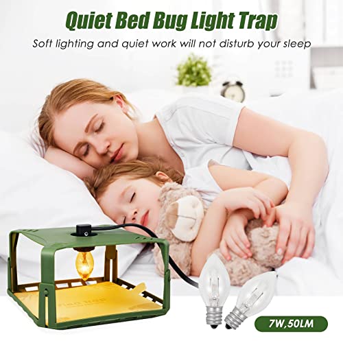 2 Pack Flea Traps for Inside Your Home with 4 Sticky Pads & 6 Bulbs & 2 Electric Wires, Flea Killer Indoor Bed Bug Trap Pest Control, Safe & Harmless, Friendly to Pets & Kids-Adjustable Height, Green