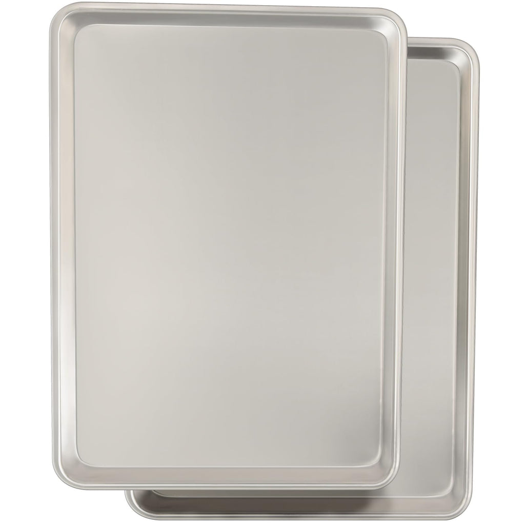 Commercial Quality Baking Sheet Pan Set, Natural Aluminum Cookie Sheet, Umite Chef Warp Resistant Baker's Half Sheet Pan, Large Thick Cookie Tray Pans for Baking, Roasting(2 Pack, 18X13In)