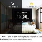 3 Colors Extra Large Impaired Vision Digital Clock with Day and Date for Elderly Calendar Day Clock Auto Dimmable Clock with Non-Abbreviated Year & Month Alarm Clock (7 inch Black)
