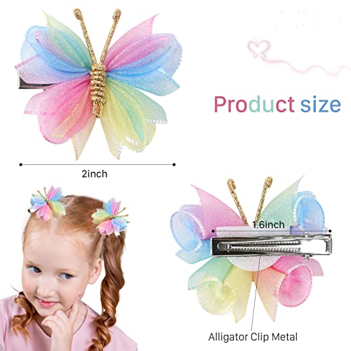Oaoleer Hair Clips, 10PCS Mini Butterfly Hair Barrettes, 2" Tulle Mesh, Colorful Butterfly Hair Accessories for Baby Girls Women Halloween Cosplaying Party Decor