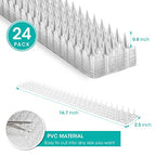 Touri 24 Pack Clear Transparent PVC Bird Spikes Deterrent Strips for Outside to Keep Birds, Pigeons, Cats, Squirrels, Raccoons Away