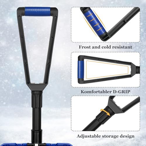 ORIENTOOLS Collapsible Snow Shovel with D-Grip Handle and Durable Aluminum Edge Blade, Portable Snow Shovel for Your Car, Truck, Recreational Vehicle, etc. (Blade 11")