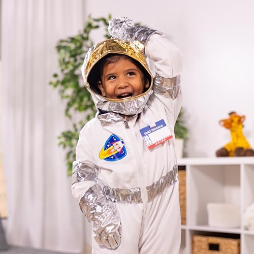 Melissa & Doug Astronaut Costume Role Play Space Set (5 pcs) - Jumpsuit, Helmet, Gloves, Name Tag Pretend Astronaut Outfit With Realistic Accessories, Costume For Kids And Toddlers Ages 3+
