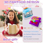 2-Pack Funny Case for Airpods 4 Cute (2024), 3D Cartoon Cute Airpods 4 Case Food Design Silicone Cover Compatible for Airpods 4 Case Airpod 4 Accessories with Keychain(Sport Water & Purple Potato)