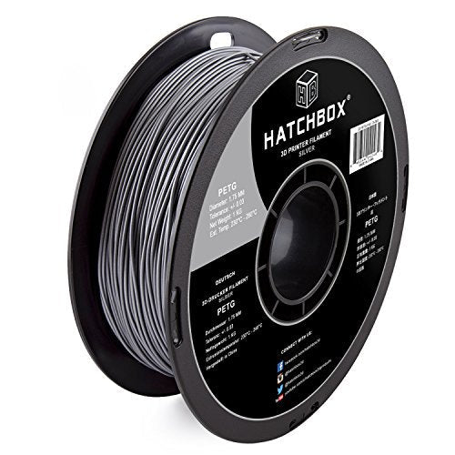HATCHBOX PETG 3D Printer Filament, Dimensional Accuracy +/- 0.03 mm, 1 kg Spool, 1.75 mm, Sliver