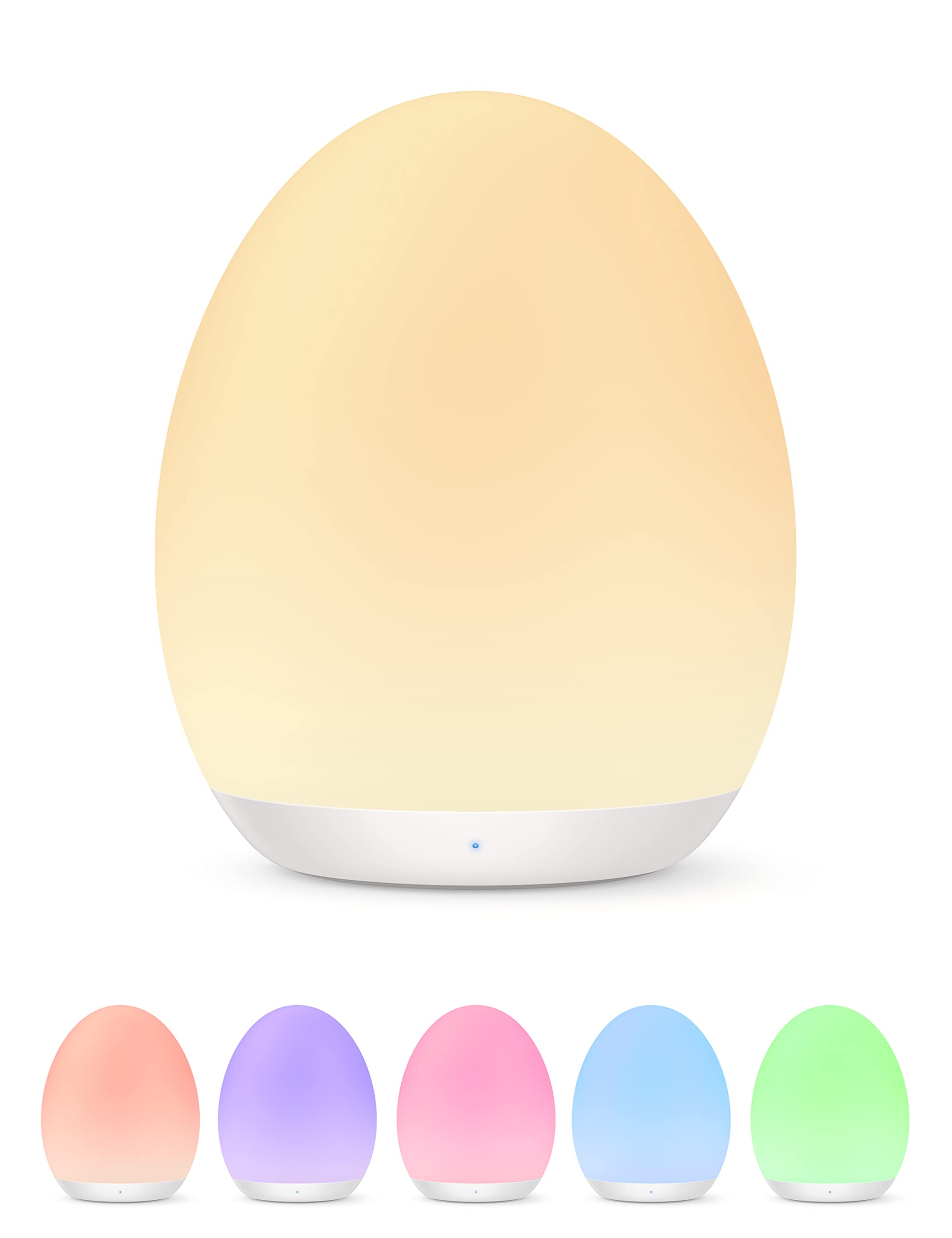 JolyWell Night Light for Kids, Baby Night Light with 7 Colors Changing Mode & Stepless Dimming, Nursery Night Light BPA Free,Rechargeable Egg Night Light for Breastfeeding 1h Timer & Touch Control