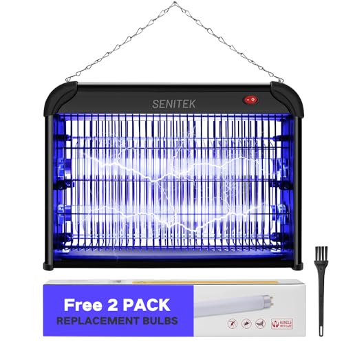 Mosquito Zapper, Electric Bug Zapper Indoor, Powerful Fly Insect Killer Repellent Lamp Outdoor Patio, Home Pest Control Bug Catcher Eliminator for Gnat Fruit Fly Moth w/Replacement Bulb (Black)