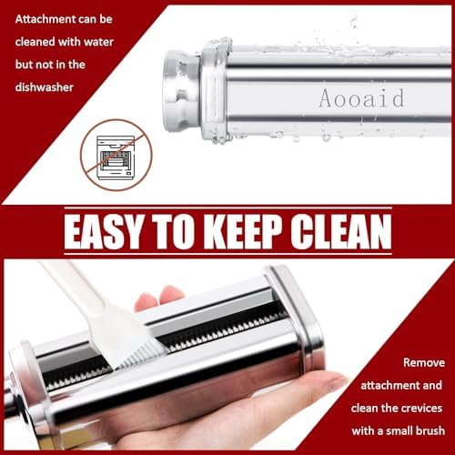Pasta Roller & Spaghetti Cutter, Fettuccine Cutter Attachment for Kitchenaid Stand Mixer，3 Pcs Stainless Steel Pasta Maker Accessories By Aooaid