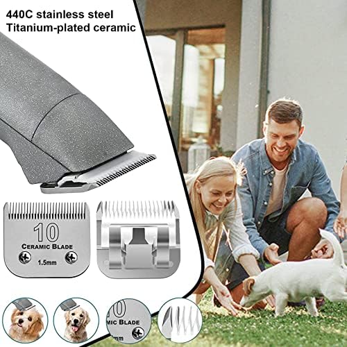 3 Pack 10 Blade Dog Grooming Replacement Blades Compatible with Andis Clippers/Oster A5/Wahl KM,Detachable Ceramic Blade & Stainless Steel Blade,Size-10, 1/16-Inch Cut Length (64315)