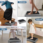 One Step Stool, Arjiekwei Heavy Duty Outdoor/Indoor Non-Slip Plastic Platform for Adults Elderly, Portable Low Safety Steps Stool for Medical, High Bed, Car, Cato Board, Stair, Bathroom(Gray-Black)