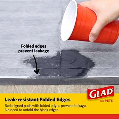 Glad for Pets Black Charcoal Puppy Pads 23" x 23" AllinOne Puppy Potty Training Pads That ABSORB & NEUTRALIZE Urine Instantly New & Improved Quality Puppy Pee Pads, (Pack of 1, 100 Count Total)