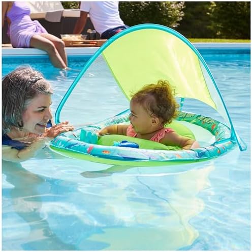 SwimWays Baby Spring Float Splash N Play, Baby Pool Float with Canopy & UPF Protection, Swimming Pool Accessories for Kids 9-24 Months