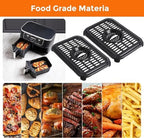 Air Fryer Replacement Parts for Ninja Foodi DZ090 6QT DZ201 DZ100 8QT DualZone Air Fryers, 2 PCS Non-Stick Food Grade Air Fryer Accessories Grill Pan Plate Crisper Plate Rack Tray, Dishwasher Safe