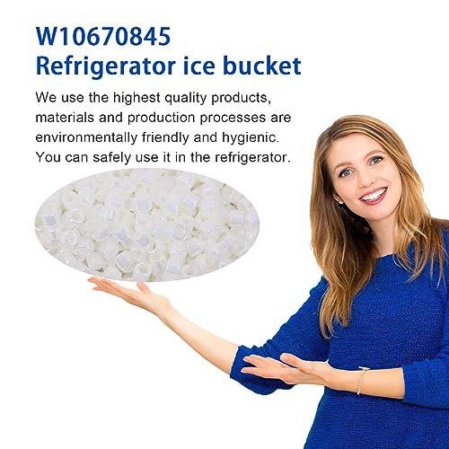 WPW10670845 Replacement Ice Bucket W10670845 for Whirlpool, Kenmore, KitchenAid, and Amana Refrigerators - Fits Part Numbers 2196091, 1115342, 1115372