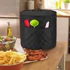 LUXJA Dust Cover Compatible with 6 Quart Instant Pot, Cloth Cover with Pockets Fits Instant Pot (6 Quart) and Extra Accessories, Black Quilted Fabric (Medium)