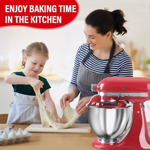 Pouring Shield for KitchenAid Tilt Head 4.5-5 QT (for Stainless Steel Bowls Only), for Kitchen aid Accessories and Attachments, Fully Enclosed Foldable Lid Mixer Bowl Cover, Not For Bowl Lift (Red)