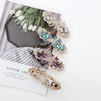 inSowni 4 Pack Luxury Glitter Sparkly Jeweled Gems Korean Decorative Crystal Rhinestone Flower Strong Metal French Barrettes Snap Alligator Hair Clips Headpieces Accessories for Women Girls