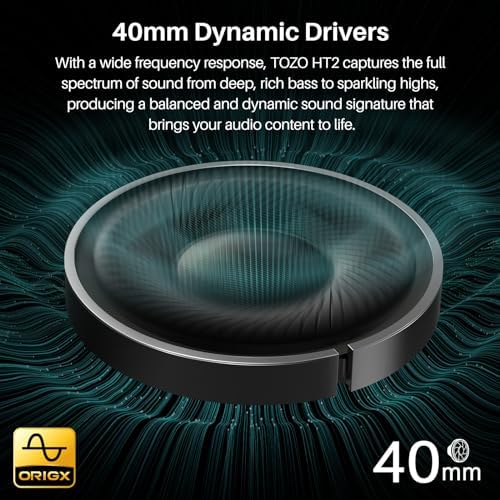 TOZO HT2 Hybrid Active Noise Cancelling Headphones, Wireless Over Ear Bluetooth Headphones+HT2 Replacement Ear Pads Khaki