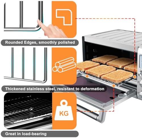 Smart Oven Rack for Breville Oven BOV845BSS, 14''×11.6'' Stainless Steel Air Fryer Accessories Replacement Parts Grill Rack Baking Tray，Dishwasher safe
