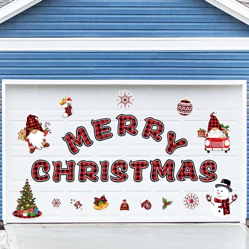 28PCS Large Christmas Garage Door Decorations Magnets - Merry Xmas Gnome Snowman Tree Snowflakes Holiday Refrigerator Fridge Kitchen Decor
