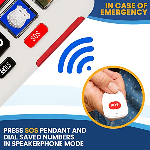Big Button Phone for Seniors with SOS Pendant | Corded Landline Telephone | Large Braille Buttons for Visually Impaired | Amplified Ringer for Hearing Impaired | Ergonomic Grip