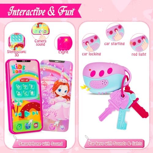 Officygnet Play Purse for Little Girls, Pretend Princess Play Girls Toys for 3 4 5 6 7 8 Year Old, Toddler Purse with Accessories, Kids Toy Purse Birthday for Girls Ages 3-5 4-5 6-8