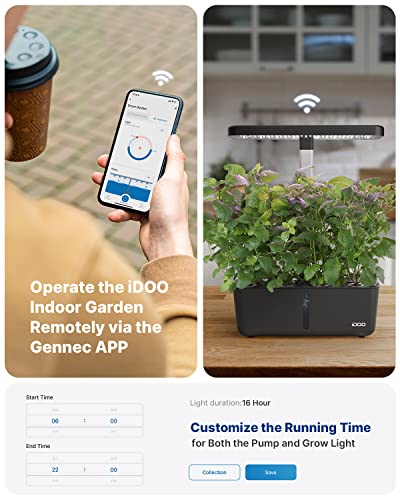 iDOO Hydroponics Growing System Kit 8Pods, Christmas Gifts for Women Mom, Herb Garden Indoor with LED Grow Light for Home, Built-in Pump, Auto-Timer, Adjustable Height Up to 13.6", 8Pods WiFi-Black