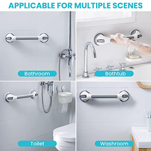 TAILI Shower Grab Bar 2 Pack Suction Grab Bars for Bathtubs and Showers, Heavy Duty Shower Handle Removable Shower Handrails for Seniors and Elderly, Bathroom Safety Grip No Drilling Waterproof, Grey