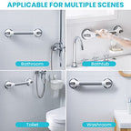 TAILI Shower Grab Bar 2 Pack Suction Grab Bars for Bathtubs and Showers, Heavy Duty Shower Handle Removable Shower Handrails for Seniors and Elderly, Bathroom Safety Grip No Drilling Waterproof, Grey