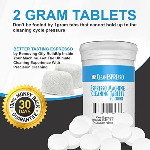 CleanEspresso - Breville Cleaning Kit - 40 Breville Compatible Cleaning Tablets + 2 Espresso Machine Water Filters + 2-Use Descaler - Espresso Machine Accessories