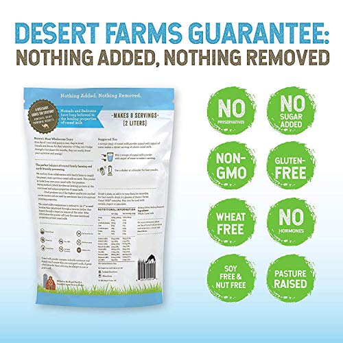 Desert Farms Organic Whole Camel Milk Powder Certified PALEO and KETO Allergen Free Non-GMO Easy to Mix Powder Milk - Excellent Replacement For Goat and Soy Milk - Packaged In The USA (400 Grams)