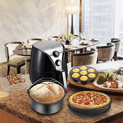 SIK Air Fryer Accessories 5PCS for GoWISE COSORI Philips Ninja Air Fryer, Fit 3.2- 5.8QT Deep Hot Air Fryer with Skewer Rack，Metal Holder, Toast Rack, Oil Brush, Food Tong, Dishwasher Safe BPA Free