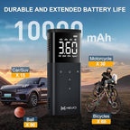 Tire Inflator Portable Air Compressor, 10000mAh Cordless Air Pump for Car Tires, 150PSI Electric Bike Tire Pump with Pressure Gauge, LED Light for Motorcycle, Bicycle, Ball, Car Accessories
