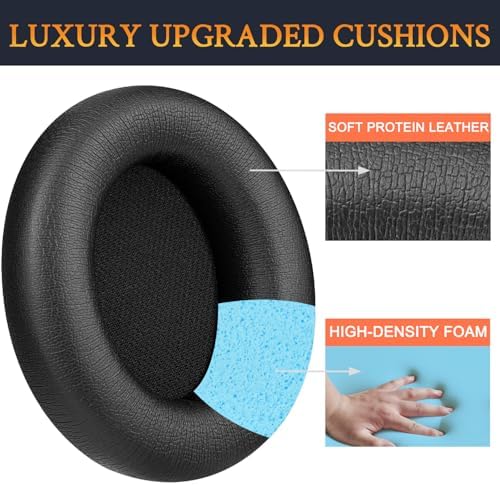 SOULWIT Replacement Earpads for Beats Studio Pro Wireless Noise Cancelling Headphones, Cushions Ear Pads with Soft Protein Leather, Noise Isolation Foam - Black