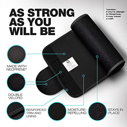 ActiveGear Waist Trimmer Belt for Stomach and Back Lumbar Support, Medium: 8" x 42" - Blue