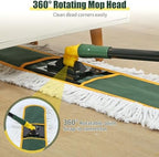 24" Commercial Dust Mop for Floor Cleaning, Heavy Duty Large Mop with Replacement Mop Pads, Industrial Duster Floor Wet Dry Mop for Cleaning Office Garage Hardwood Warehouse Factory Mall